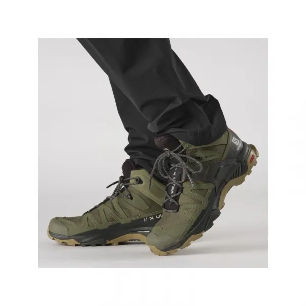 Pánska členková turistická obuv SALOMON X Ultra 4 Mid GTX deep lichen green peat kelp