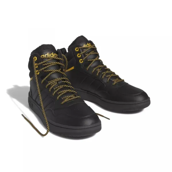 Pánske členkové zimné topánky ADIDAS Hoops 3.0 Mid WTR core black core black preloved yellow