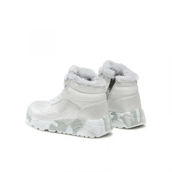 Dievčenské členkové zimné topánky SKECHERS Uno Lite Camo Dazzle silver grey