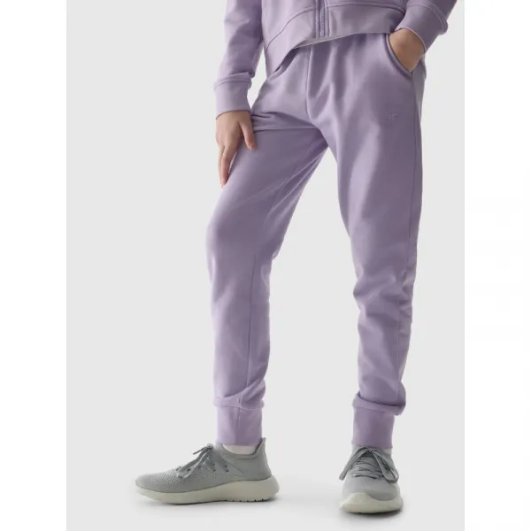 Dievčenské tepláky 4F JUNIOR TROUSERS-4FJWSS24TTROF587-52S-LIGHT VIOLET
