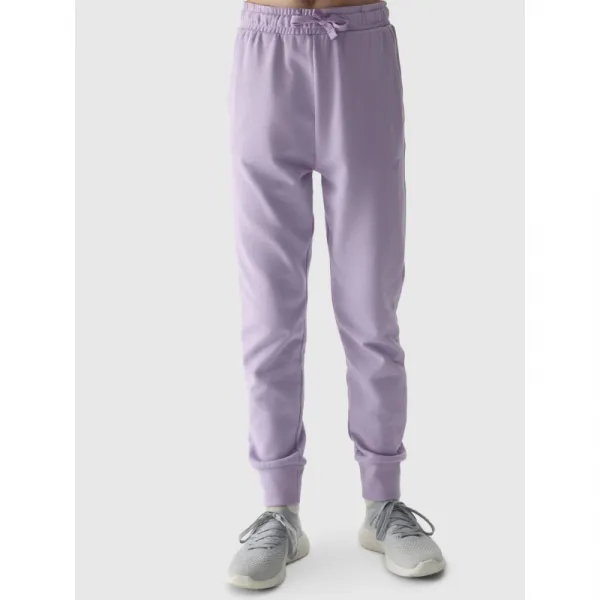 Dievčenské tepláky 4F JUNIOR TROUSERS-4FJWSS24TTROF587-52S-LIGHT VIOLET