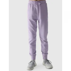 Dievčenské tepláky 4F JUNIOR TROUSERS-4FJWSS24TTROF587-52S-LIGHT VIOLET