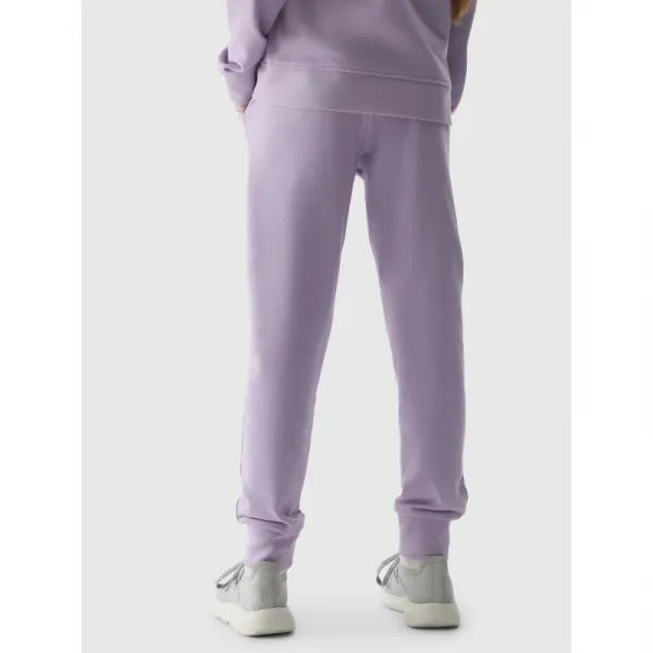 Dievčenské tepláky 4F JUNIOR TROUSERS-4FJWSS24TTROF587-52S-LIGHT VIOLET