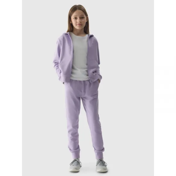 Dievčenské tepláky 4F JUNIOR TROUSERS-4FJWSS24TTROF587-52S-LIGHT VIOLET