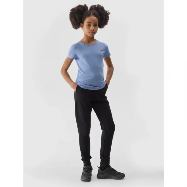 Dievčenské tepláky 4F JUNIOR TROUSERS-4FJWSS24TTROF587-20S-DEEP BLACK