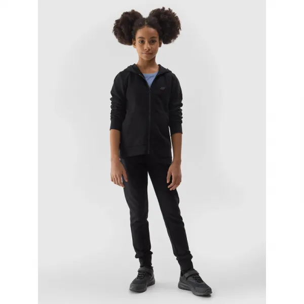 Dievčenské tepláky 4F JUNIOR TROUSERS-4FJWSS24TTROF587-20S-DEEP BLACK