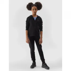 Dievčenské tepláky 4F JUNIOR TROUSERS-4FJWSS24TTROF587-20S-DEEP BLACK