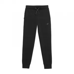 Dievčenské tepláky 4F JUNIOR TROUSERS-4FJWSS24TTROF587-20S-DEEP BLACK