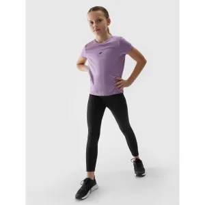 Dievčenské legíny 4F JUNIOR TIGHTS FNK-4FJWSS24TFTIF223-20S-DEEP BLACK