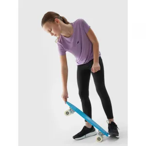 Dievčenské legíny 4F JUNIOR TIGHTS FNK-4FJWSS24TFTIF223-20S-DEEP BLACK