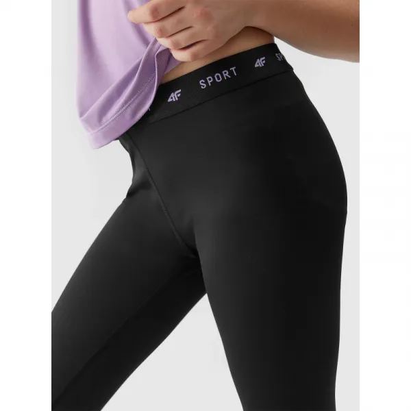 Dievčenské legíny 4F JUNIOR TIGHTS FNK-4FJWSS24TFTIF223-20S-DEEP BLACK