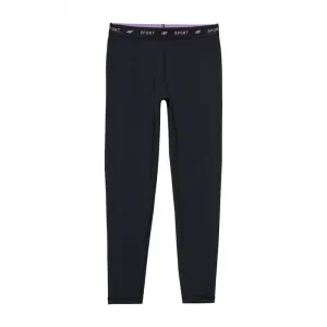 Dievčenské legíny 4F JUNIOR TIGHTS FNK-4FJWSS24TFTIF223-20S-DEEP BLACK
