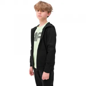 Chlapčenská mikina so zipsom 4F JUNIOR SWEATSHIRT-4FJWSS24TSWSM0926-20S-DEEP BLACK