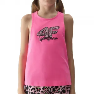 Dievčenské tielko 4F JUNIOR TSHIRT-4FJWSS24TTSHF1141-54N-PINK NEON