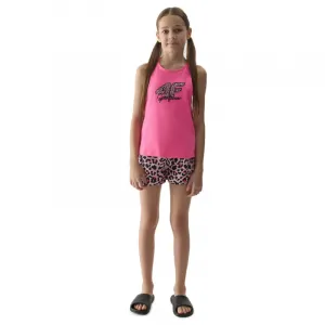 Dievčenské tielko 4F JUNIOR TSHIRT-4FJWSS24TTSHF1141-54N-PINK NEON