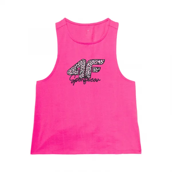 Dievčenské tielko 4F JUNIOR TSHIRT-4FJWSS24TTSHF1141-54N-PINK NEON