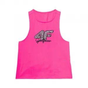 Dievčenské tielko 4F JUNIOR TSHIRT-4FJWSS24TTSHF1141-54N-PINK NEON