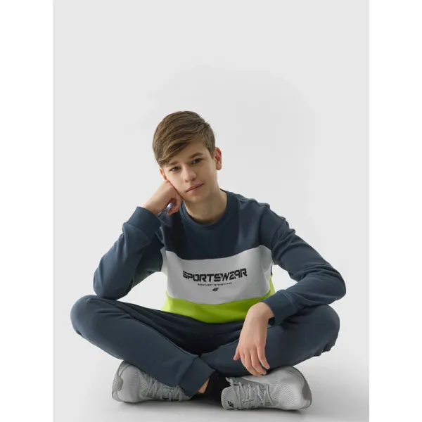 Chlapčenská mikina 4F JUNIOR SWEATSHIRT-4FJWSS24TSWSM0923-72N-LEMON NEON