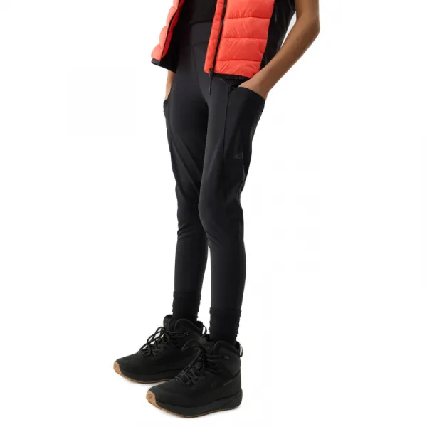 Dievčenské turistické legíny 4F JUNIOR TROUSERS FNK-4FJWSS24TFTRF493-21S-BLACK