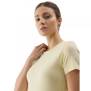 Women's Plain T-Shirt slim 4F - light yellow