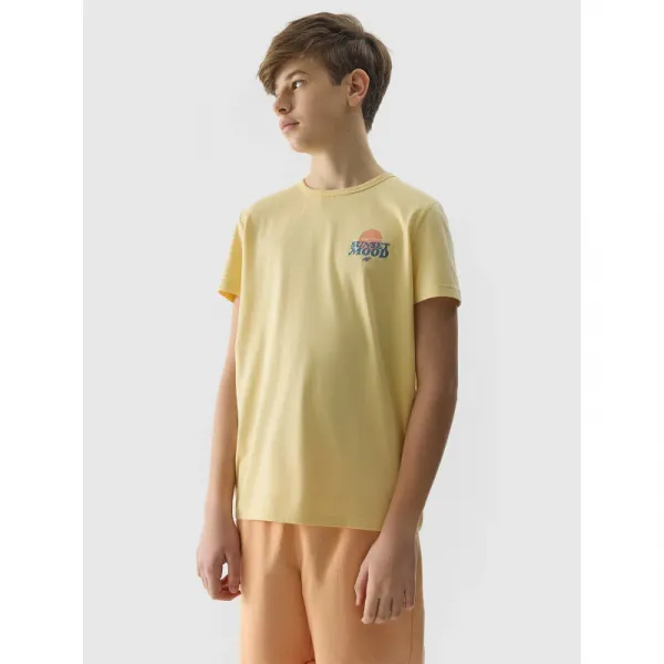 Chlapčenské tričko s krátkym rukávom 4F JUNIOR TSHIRT-4FJWSS24TTSHM1136-73S-LIGHT LEMON