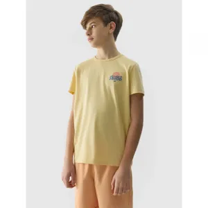 Chlapčenské tričko s krátkym rukávom 4F JUNIOR TSHIRT-4FJWSS24TTSHM1136-73S-LIGHT LEMON
