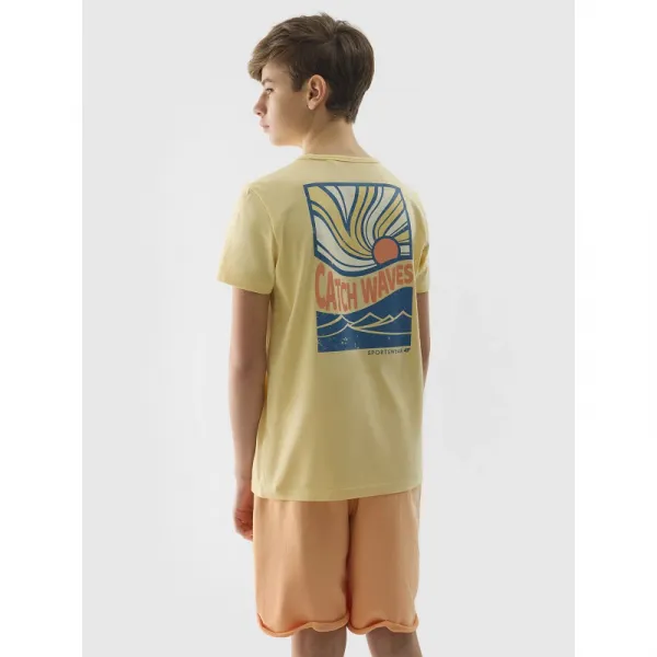 Chlapčenské tričko s krátkym rukávom 4F JUNIOR TSHIRT-4FJWSS24TTSHM1136-73S-LIGHT LEMON