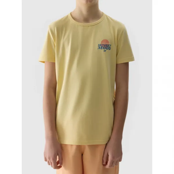 Chlapčenské tričko s krátkym rukávom 4F JUNIOR TSHIRT-4FJWSS24TTSHM1136-73S-LIGHT LEMON