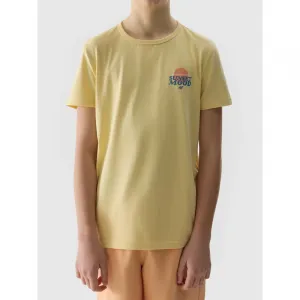 Chlapčenské tričko s krátkym rukávom 4F JUNIOR TSHIRT-4FJWSS24TTSHM1136-73S-LIGHT LEMON