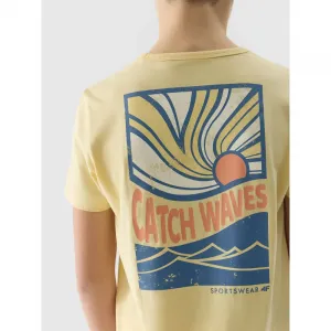 Chlapčenské tričko s krátkym rukávom 4F JUNIOR TSHIRT-4FJWSS24TTSHM1136-73S-LIGHT LEMON