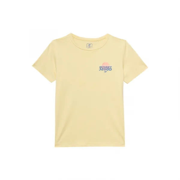 Chlapčenské tričko s krátkym rukávom 4F JUNIOR TSHIRT-4FJWSS24TTSHM1136-73S-LIGHT LEMON