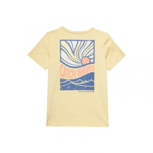 Chlapčenské tričko s krátkym rukávom 4F JUNIOR TSHIRT-4FJWSS24TTSHM1136-73S-LIGHT LEMON