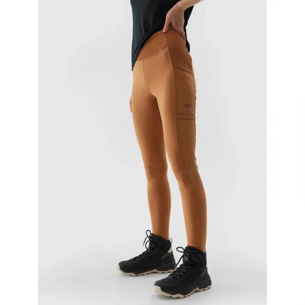 Dámske turistické legíny 4F TROUSERS FNK-WSS24TFTRF580-82S-LIGHT BROWN
