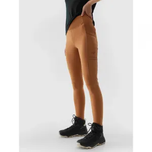 Dámske turistické legíny 4F TROUSERS FNK-WSS24TFTRF580-82S-LIGHT BROWN