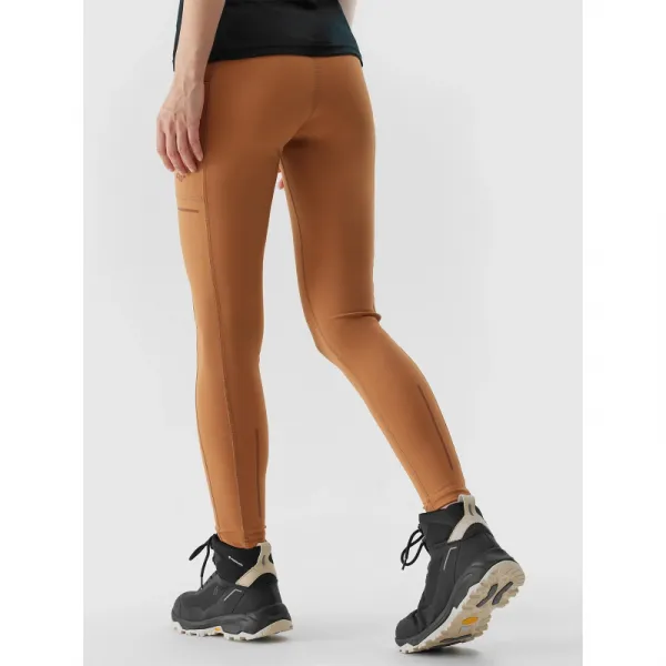 Dámske turistické legíny 4F TROUSERS FNK-WSS24TFTRF580-82S-LIGHT BROWN