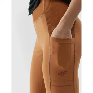 Dámske turistické legíny 4F TROUSERS FNK-WSS24TFTRF580-82S-LIGHT BROWN
