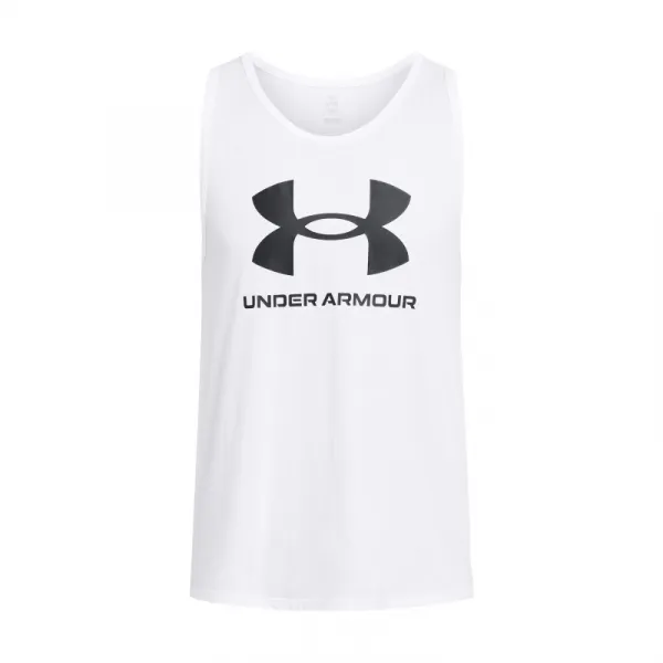 Pánske tričko bez rukávov UNDER ARMOUR UA SPORTSTYLE LOGO TANK-WHT