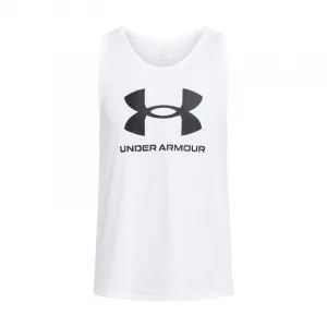 Pánske tričko bez rukávov UNDER ARMOUR UA SPORTSTYLE LOGO TANK-WHT