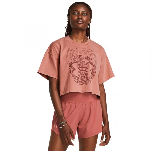Dámske tričko s krátkym rukávom UNDER ARMOUR UA HW Dusk to Dawn Crop SS-PNK