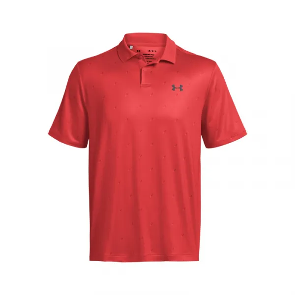 Pánske golfové polo tričko s krátkym rukávom UNDER ARMOUR UA Perf 3.0 Printed Polo-RED
