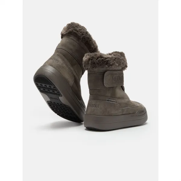 Juniorské vysoké zimné topánky MOON BOOT MB JR PARK STRAP BOOT SUEDE-JR-H005 ANTHRACITE