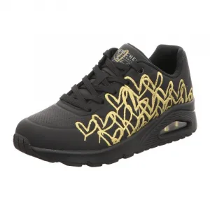Dámska rekreačná obuv SKECHERS Uno Golden Heart black gold