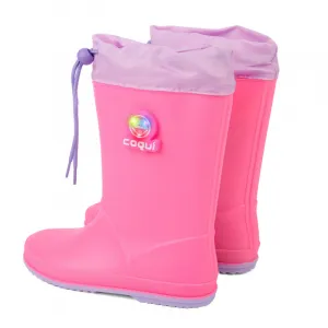 Dievčenské gumáky COQUI Rainy Collar light fuchsia light lila flash