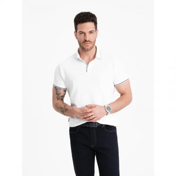 Pánske tričko s krátkym rukávom s v-výstrihom OMBRE T-shirt OM-POSS-0110 V-1 white