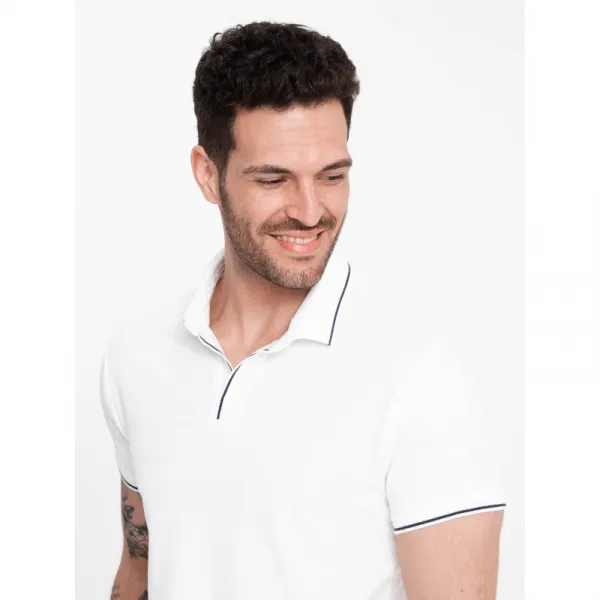 Pánske tričko s krátkym rukávom s v-výstrihom OMBRE T-shirt OM-POSS-0110 V-1 white