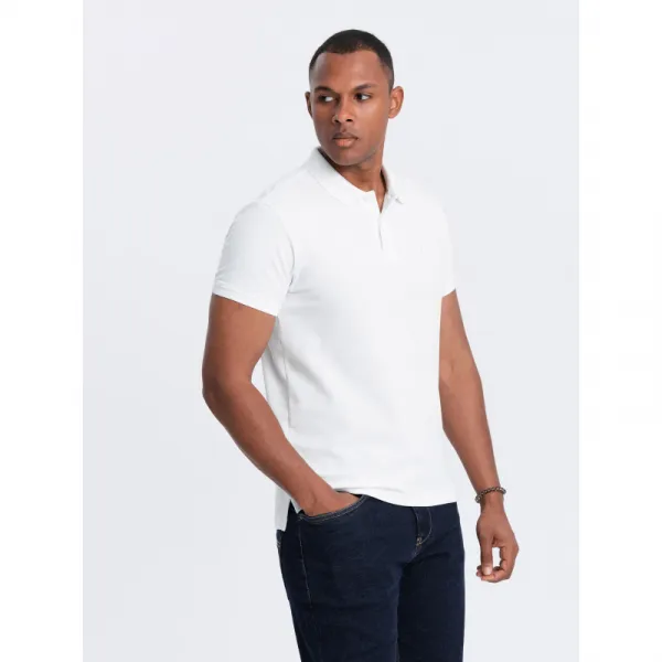 Pánske tričko s krátkym rukávom s v-výstrihom OMBRE T-shirt OM-POBS-0100 V-4 white