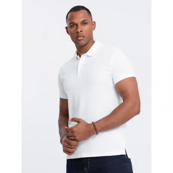 Pánske tričko s krátkym rukávom s v-výstrihom OMBRE T-shirt OM-POBS-0100 V-4 white