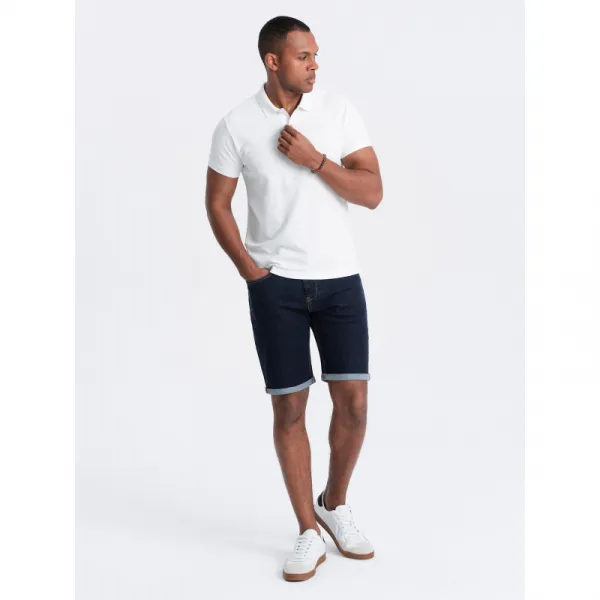 Pánske tričko s krátkym rukávom s v-výstrihom OMBRE T-shirt OM-POBS-0100 V-4 white