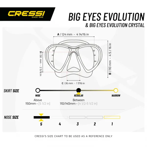 Potápačská maska CRESSI BIG EYES EVOLUTION MASK SIL CLEAR FRAME YELLOW