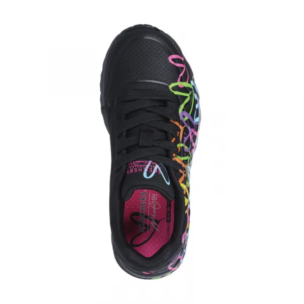 Dievčenská rekreačná obuv SKECHERS Uno Lite X JGoldCrown Lace Up black multi